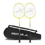 Vector X VXB 150 Badminton Racquet Set Aluminium Head and Steel Shaft with Full Cover (Yellow)