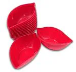 Inpro Stylish Small Leaf Shape Plastic Bowls in 12 Red Color for Snacks-Serving Bowl-designer bowl-kitchen crockery for parties Set of 12 Red Snacks Plastic Bowls (Set of 12 Bowls).