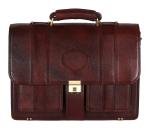 RICHSIGN Brown Leather 17 inch Mens Briefcase