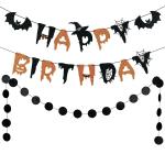 Festiko Halloween Happy Birthday Banner Orange Black Halloween Witch Birthday Banner Hocus Pocus Birthday Banner
