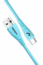 TEMPT Punk USB to Type C Cable | Fast Charging | Durable TPE material | 1 meter long (Sky Blue)