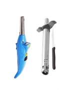 Blue Wonder Dolphine Shape Electric Gas Lighter With Kitchen Regular Stainless Steel Gas Lighter With Knife and Multicolour, Pack of 2