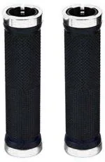 FASTPED Black Plastic Pair Cycling Lock-On Anti-Slip Bicycle Handlebar Handle Grips. (Set Of 2)