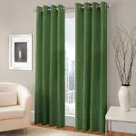 Modern Fab Green Polyresin Geometric Grommet Window Curtain - 5 Feet (Pack Of 2)