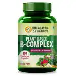 Himalayan Organics Plant Based B-Complex Vitamins B12, B1, B2, B3, B5, B6, B9 and Biotin for Metabolism, Hair and Energy- 120 Veg Capsules