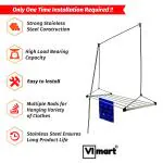 VIMART Heavy Duty Ceiling Clothes Dryer: Stainless Steel Clothes Drying Stand with Adjustable Height and Pulley System (72 INCH LONG 6 PIPE)