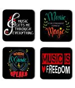 Whats Your Kick Music Lover Music Gets Me Through Everything Quotes Printed Set of 4 Coaster With Metal Stand