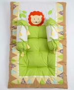 BLOOMING BUDS Cotton Printed Baby Baby Mattress with Bolster Set, Light Green 22 L x 34 B x H 1.57 Inches