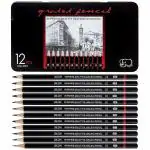KATHIYAWADI Fine Arts Artist Quality Art Line Pencil Kit Set For Drawing Sketching Shading For Artists, Professionals & Students | 12 Pencil Sat With Metal Storage Case