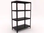 FIDVI Space Saving Rack ||Multipurpose Slotted Angle Metal Rack || Easy to Assemble Rack 12 D X 23 L X 36 H 4 Shelf 24 Gauge Shelf 20 Gauge Angle Powder Coated (Black)(Pack of 1)