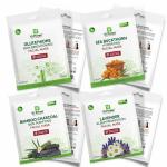 Vi Prime 4 in 1 Natural Facial Sheet Mask for Women Glutathione Skin Brightening | Sea Buckthorn Skin Hydration | Charcoal Skin Purifying | Lavender Stress Relief Sleep Promotion Mask Combo (Pack of 4)