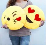 LVS TOYS Smiley Emojis Cushion Pillow Soft Toy for Kids Playing, Girls & Children Playing in Good Quality Size 32 cm Long, Set - 2
