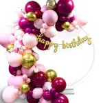 Festiko Happy Birthday Pink, Magenta Golden Combo (51 Pcs), Birthday Celebration, Party Decoration Supplies (Latex Balloons Banner)