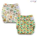 POPOK Reusable Cloth Diapers Combo Pack of 2 with 2 inserts, Size L (6 months-3yrs)