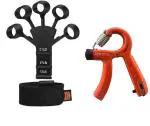 ShopiMoz Combo OF Finger Grip Strengthener With Counter Hand Grip - Adjustable Finger Exerciser and Finger Stretcher For Hand Therapy, Relieve Pain For Arthritis