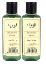 Khadi Herbal Tulsi Hair Oil Pack Of 2 (420 ml)