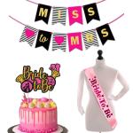 Zyozique Bridal Shower & Bachelorette Party Decoration Set | Bridal Shower Decorations Supplies - Miss To Mrs Banner with Cake Topper & Sash (Pack Of 3)