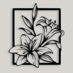 OVERSPREAD INTERIOR HUB Stylish Flower Design Metal Wall Art Decor for Living room, Bedroom, Kids Room, Kitchen, office | Wall Hanging Decoration Items for Home Decor (Size: 45 X 38 cm, Black) (Medium)