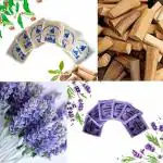 Herbal Treasures Mysore Cauvery Sandalwood and Lavender Fragrance Sachet - 12 nos | Sachets for Your Wardrobe, Cupboard, Closet, Drawers, Purses, Handbags, Saree, Dress, Laundry & Puja | Natural Sandalwood Powder