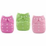 BLUESPUN Baby Reusable Cloth Diapers Adjustable | Baby's All-in-One | Washable, Reusable | Adjustable | Cloth Diapers | Pink-Green-Lite Pink | Pack of 3
