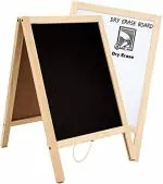 Grandink Brown Tabletop Wooden Double Side White And Chalk Board