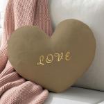 S Decor Velvet Love Heart Shape Filled Cushion Romantic (14 x 14 inch, Beige, Set of 1)