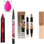 BUYTYA HDA36 Pro Waterproof Sketch Pen Eyeliner, Long Lasting Super Matte 5 in 1 Lipsticks, 3D Face Makeup 2 in 1 Contour Stick