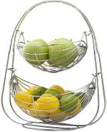 Epraiser Steel Silver 2-Tier Snacks Storage Kithcen Basket