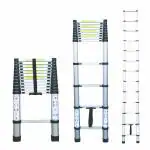Aardwolf Quickfit Heavy Duty Aluminium Telescopic Ladder (3.8M/12.5 FT)| Foldable Step Ladder| Free Bag | 150 Kg Capacity (3.8M/13 Step)