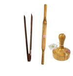 Arman Spoons Brown Wood Chimta, Belan And Masher Set (Pack Of 3)