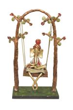 HAST SHILP Copper, Green Wooden Mural Single Ganesha Swing