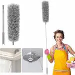 SAMEZONE Microfiber Feather Duster for Cleaning with Telescopic Extension Pole Long Up to 100 Inches Bendable Head, Scratch-Resistant Washable Duster for High Ceiling Fan Car Furniture Home Window Blinds Furniture Roof Cleaner (MULTICOLOR)