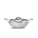 Fackelmann Triply Stainless Steel Kadai with Designer Lid, 24 cm, 2.50 litre, Silver ,Induction Base