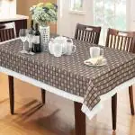 Dakshya Industries PVC Printed Waterproof Rectangle 6 Seater Dining table Cover 60x90 Inch - Brown
