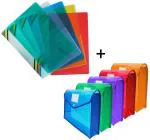 Shining Zon Combo Pack of 5 Report File Folder A4 Size with Pack of 5 Button Bag Document holder A4 Fs Legal Button Closer File Assorted Colour