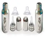 Klassi Kichen Stainless Steel Feeding Bottle with 1 Extra Silicone Nipple KKRDFLOWER-300+ 300ML