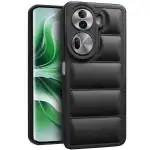 Fashionury Back Cover for Oppo Reno 11 Pro 5G | Compatible for Oppo Reno 11 Pro 5G Back Cover | Matte Soft Case | Liquid Silicon Puff Case for Oppo Reno 11 Pro 5G with Camera Protection | (Black)