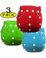BEAUQIQ BABY Reusable and Washable Cloth Button Diaper with Insert - One Size (Pack of 3)