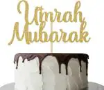 Zyozique Umrah Mubarak Cake Topper, Ramadan Mubarak, Eid Mubarak Hajj Mubarak Cake Decor Islamic Muslim Religion Party Decorations Gold Glitter - Muslim Islam Hajj Party Decor