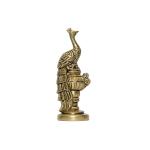 Kalarambh Bharat Haat Yellow Brass Peacock Pair Statue Handicraft Art 9.65 x 3.81 x 12.19 cm