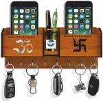 LACUNA Designer Wooden Key Holder For Multipurpose Use In Home And Office - 8 Hooks