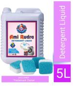 Ami Rudra Liquid Detergent 5 Liter | New Liquid Detergent | Laundry Liquid For Fabric Care | Liquid Detergent For Top Load And Front Load Washing Machine 5 lt Liquid With Washing Machine Tablet Free