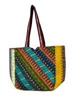 SUTLIYAN Rajasthani Handmade Embroidery Multicolor Tote Bag (14*20 Inch)