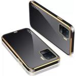 RUPELIK (Chrome Case Oppo F19 Pro Black) Luxurious Electroplated Crystal Clear Soft Silicon Chrome Case for Oppo F19 Pro (Black)