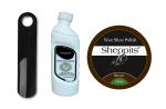 Sheppits Premium Shoe Cleaner (Natural), Shoe Polish (Brown) & Shoe Horn (Black) Combo | Shoe Care Kit