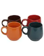 LA TABLEWARE U Shaped Multicolour Tea & Coffee Cup 150 ml - (Set of 4)
