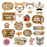 Festiko 26 Pcs Happy Meowday Photobooth Props, Cat Birthday Photobooth Props, Cat Birthday Supplies, Pet Birthday Decoration