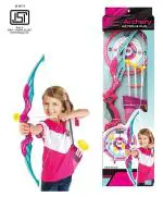 Planet of Toys Big Size Heavy Duty Bow and Arrow Set Includes 3 Suction Cup Arrows - Pink