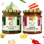 Add me Home Made Dry Mango Pickle, sukha North Indian aam ka achar 150gm + Mixed Supreme Pickle 200gm Glass Pack