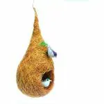 Liveonce Coir Decorative Bird Nest With Two Birds (L) 25 cm Dia 15 cm